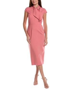Oscar de la Renta Cap Sleeve Wool-Blend Midi Dress - Red