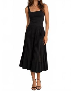 Plan C Contemporary Pleated Midi Skirt - Black