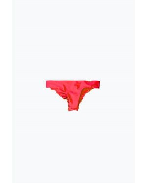 Luli Fama Cosita Buena Wavey Brazilian Ruched Back Bikini Bottom - Red