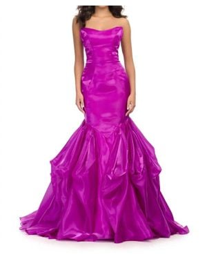 Ashley Lauren Strapless Shiny Organza Gown - Pink