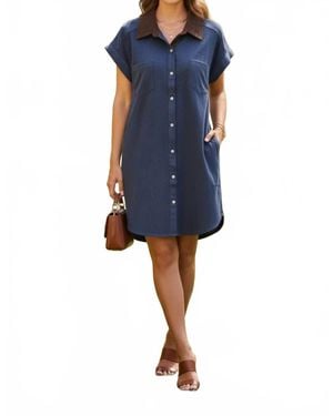 She + Sky High Street Tailored Mini Shirt Dress - Blue