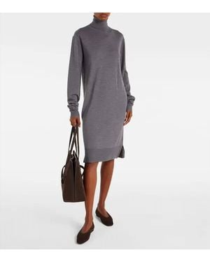 TOTEME Turtleneck Long Sleeve Dress - Gray