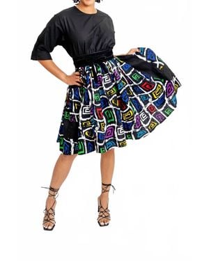 Kara Chic African Short Print Dress - Black