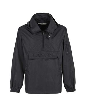 Lanvin Logo Hooded Windbreaker - Blue
