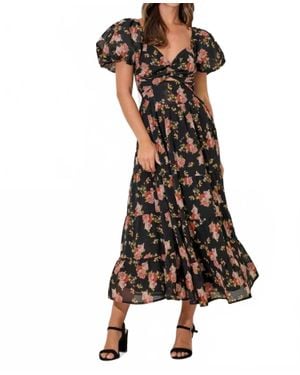 Baevely By Wellmade Puff Sleeve Cutout Maxi Dress - Black