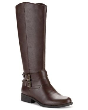 Style & Co. Style & Co Maliaa Faux Leather Knee High Riding Boots Lion600 - Brown