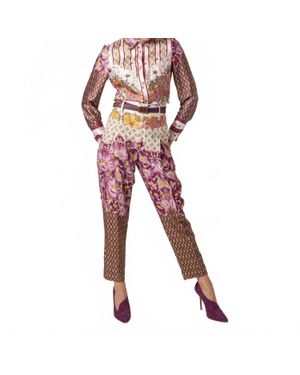Masavi Geo Printed Yoke Pant - Red