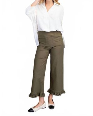 Eesome Leanne Straight Leg Ruffled Hem Pants - Natural