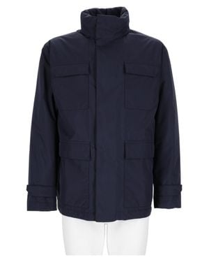 Herno Structured Sports Jacket With High Collar And Front Zip Closure - Blue