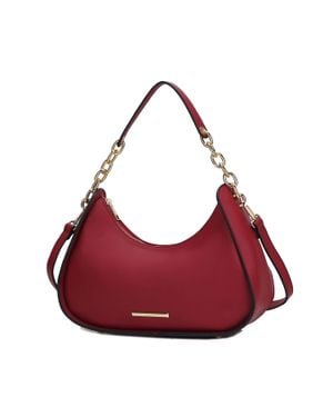MKF Lottie Vegan Leather Hobo Handbag Half Moon By Mia K - Red