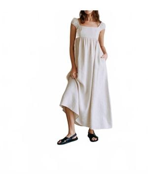 a.ren Cap Sleeve Smocking Maxi Dress - White