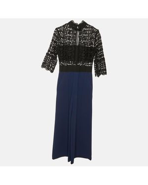 Self-Portrait Lace & Crepe Jumpsuit - Blue