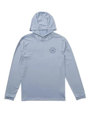 Salty Crew Watermark Hoodie Fog Stretch Long Sleeve Pullover Gbo769 - Blue