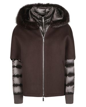 Moorer Pegaso-Cwr Wool-Cashmere Quilted Padded Sleeve Jacket - Brown