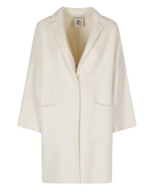 Semicouture Butter Sigmund Boxy Notched Collar Virgin Wool Coat - Natural