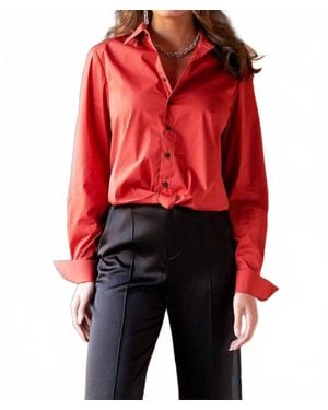 Finley Moxie Solid Silky Poplin Shirt - Red