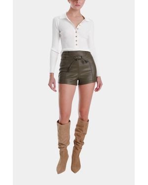 Karina Grimaldi Mona Vegan Leather Mini Shorts - Green