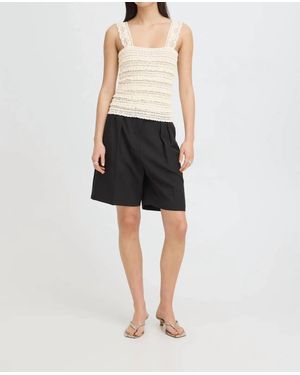 Ichi Marla Open Knit Tank Top - Black