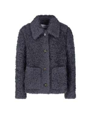 Lardini Textured Button-Front Coat - Blue