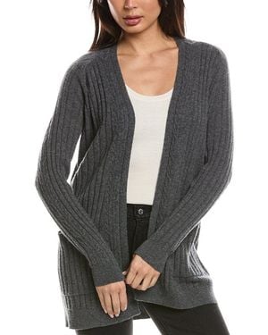 Forte Easy Cable Detail Cashmere Cardigan - Gray