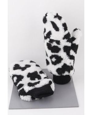 Fashnzfab Animal Print Winter Mittens - Black
