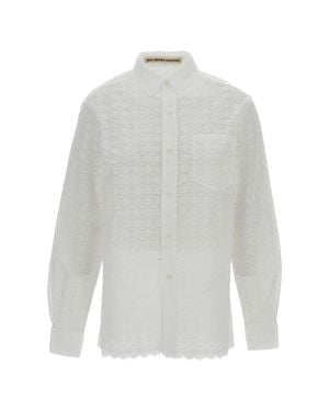 Meta Campania Pablo Flower Embroidered Cotton Shirt - White