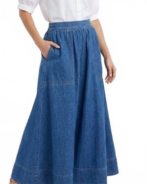 Miou Muse Savannah Denim Maxi Skirt - Blue