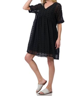 Zenana Dot Babydoll Mini Dress - Black
