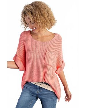 Easel Hadley Oversized Knit Top - Red