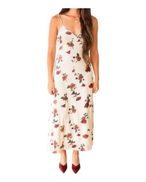Lucy Paris Eternal Flower Suede Midi Dress - White