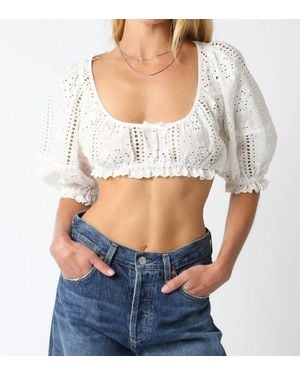 Olivaceous Raea Eyelet Crop Top - Gray