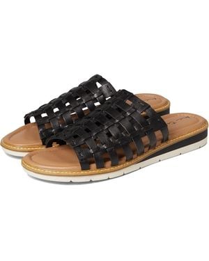 Me Too Arien Sandals Leather Slip On Open Toe Slide Khd957 - Black