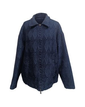 Emporio Armani Geometric Pattern Jacket - Blue