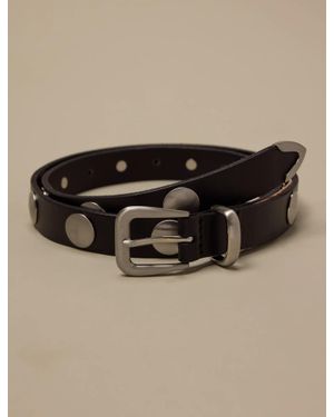 Lucky Brand Leather Belt With Oversized Studds - Brown