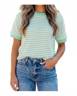 Shewin Stripe Short Sleeve Top - Blue
