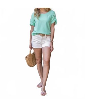 Grace and Lace Twist Sleeve Summer Top - Green
