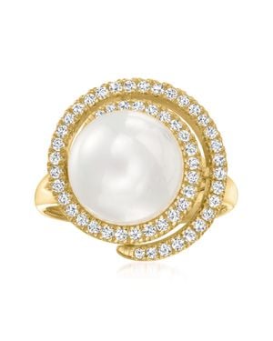 Ross-Simons 11Mm Shell Pearl And Cz Swirl Ring - Metallic