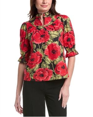 Flora Bea Edith Button Down Top - Red