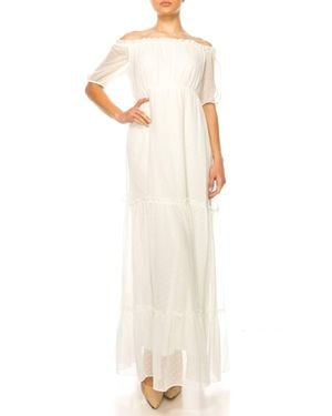 Maison Tara Short Sleeve Tiered Maxi Dress - White