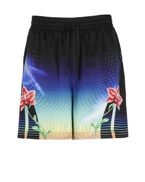 CASABLANCA Orchid Racer Silk Shorts - Blue