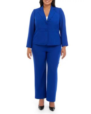 Le Suit Notch Collar Jacket And Trouser Pants Set - Blue