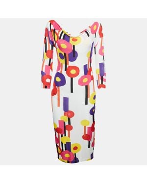 Just Cavalli Floral Print Stretch Knit Midi Dress - Red