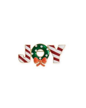Fashnzfab Tone Holiday Wreath "Joy" Fashion Pin - Green