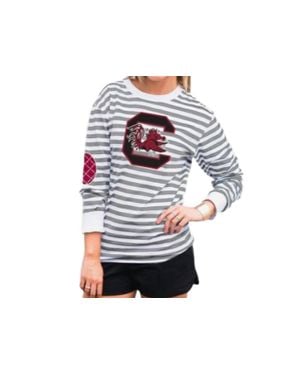 Gameday Couture College Of South Carolina Striped Elbow Patch Tee - Multicolor