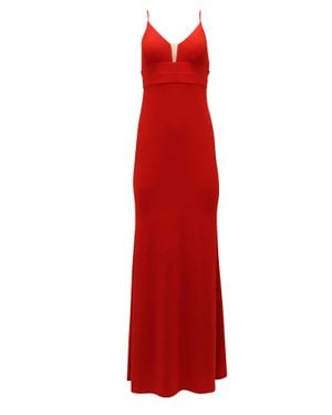 Calvin Klein V-Neck Long Gown - Red