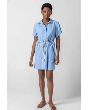 Lilla P Half Placket Shirt Dress - Blue