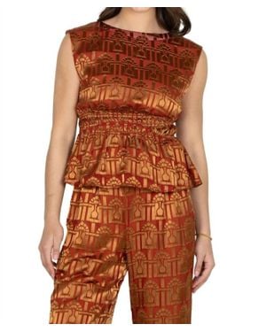 Emily Mccarthy Aria Peplum Top - Brown