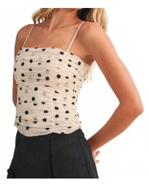 Klesis Ruched Polka Dot Top - Black