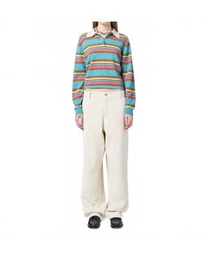 Guest In Residence Cropped Stripe Rugby Sweater - Blue