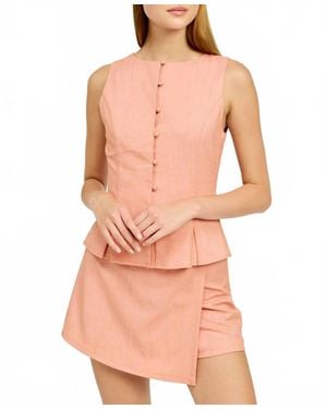 En Saison Amira Peplum Top - Pink